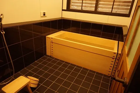 The bathroom of a traditional Japanese inn