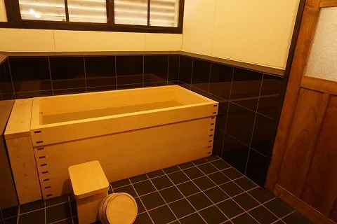 The bathroom of a traditional Japanese inn