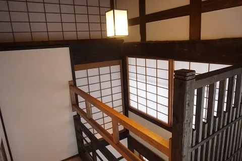 The atrium area of a traditional Japanese inn